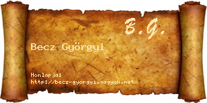 Becz Györgyi névjegykártya